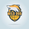 Basketball logo template with wild dog