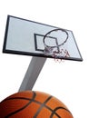 Basketball. Low angle view of basketball hoop against on white background Royalty Free Stock Photo