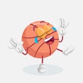 Basketball mascot and background happy pose Royalty Free Stock Photo