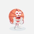 Basketball mascot and background in love pose Royalty Free Stock Photo