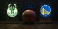 Basketball match - Milwaukee Bucks VS Golden State Warriors Royalty Free Stock Photo