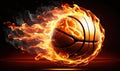 a basketball is in the middle of a fire filled ball