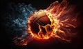 a basketball is in the middle of a fire and ice ball