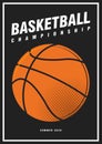 Basketball nba tournament sport poster design banner pop art style ball isolated on black background. luxury vertical flyer Royalty Free Stock Photo