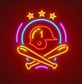 Basketball neon icon helmet and bats equipment