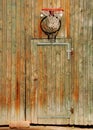 Basketball net on ancient door