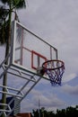 basketball net with cloudy sky background. Royalty Free Stock Photo