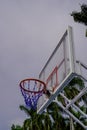 basketball net with cloudy sky background. Royalty Free Stock Photo