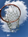 Basketball net and hoop with sky background Royalty Free Stock Photo