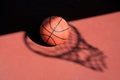 Basketball and net shadow