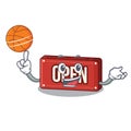 With basketball open sign in the mascot shape