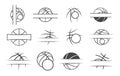 Basketball outline monogram, Basketball laces monogram, Basketball split monogram, Basketball circle monogram Royalty Free Stock Photo