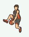 Basketball player action cartoon graphic vector Royalty Free Stock Photo