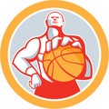 Basketball Player With Ball Circle Retro Royalty Free Stock Photo