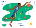 Basketball player with ball. Basketball player doing slam dunk. Creative vector illustration made in abstract composition Royalty Free Stock Photo