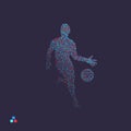 Basketball player with ball. Dotted silhouette of person.