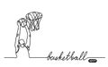 Basketball player banner, minimalist vector doodle