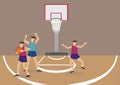 Guarding and Blocking in Basketball Game Court Vector Illustration Royalty Free Stock Photo