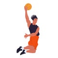 Basketball player. Cool guy make a windmill. Flat with texture vector illustration. Isolated Royalty Free Stock Photo