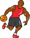 Basketball Player Dribbling Ball Cartoon Royalty Free Stock Photo