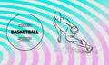 Basketball player dribbling with a ball. Vector outline of Basketball player sport illustration. Royalty Free Stock Photo