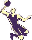 Basketball Player Dunk Ball Woodcut Royalty Free Stock Photo