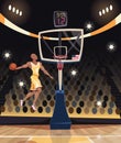 Basketball player dunking in basketball arena Royalty Free Stock Photo