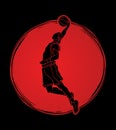 Basketball player dunking graphic vector Royalty Free Stock Photo
