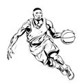 Basketball player emblem sketch hand drawn Vector illustration Sports