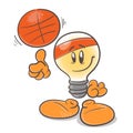 Basketball player. Emotional character cartoon lightbulb. On white background. Vector