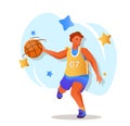 Basketball player flat character concept for web design. Royalty Free Stock Photo