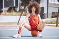 Basketball player with funky, confident and cool attitude ready for competition, game or fit training match on a sports Royalty Free Stock Photo