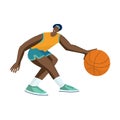 Basketball player getting ready to shoot. Vector illustration. Royalty Free Stock Photo