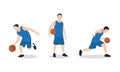 Basketball player. Group of 3 different basketball players in different playing positions