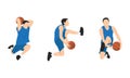 Basketball player. Group of 3 different basketball players in different playing positions Royalty Free Stock Photo