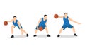 Basketball player. Group of 3 different basketball players in different playing positions