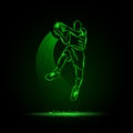 Basketball. The player jumping with the ball. neon style