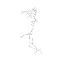 Basketball player jumping with ball, slam dunk. Continuous line drawing, abstract isolated vector silhouette Royalty Free Stock Photo