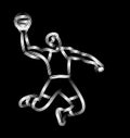 Basketball player jumping dunking in line drawing Royalty Free Stock Photo