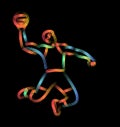 Basketball player jumping dunking in line drawing Royalty Free Stock Photo