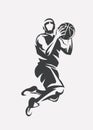 Basketball player jumping silhouette Royalty Free Stock Photo