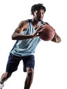 Basketball player man isolated silhouette shadow Royalty Free Stock Photo