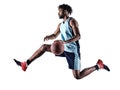 Basketball player man isolated silhouette shadow Royalty Free Stock Photo