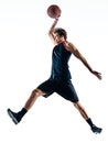 Basketball player man isolated silhouette shadow Royalty Free Stock Photo