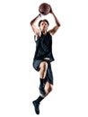 Basketball player man isolated silhouette shadow Royalty Free Stock Photo