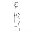 Basketball player during match game,. Continuous single line drawing vector illustration. Lineart sport theme design Royalty Free Stock Photo