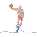 Basketball player one line vector illustration