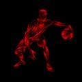 Basketball player Red Glow Silhouette on black Royalty Free Stock Photo