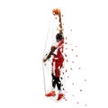 Basketball player in red jersey shooting ball, low polygonal isolated vector illustration. Team sport Royalty Free Stock Photo