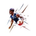 Basketball player running with ball, dribbling. Isolated low polygonal vector illustration, geometric drawing from triangles, side Royalty Free Stock Photo